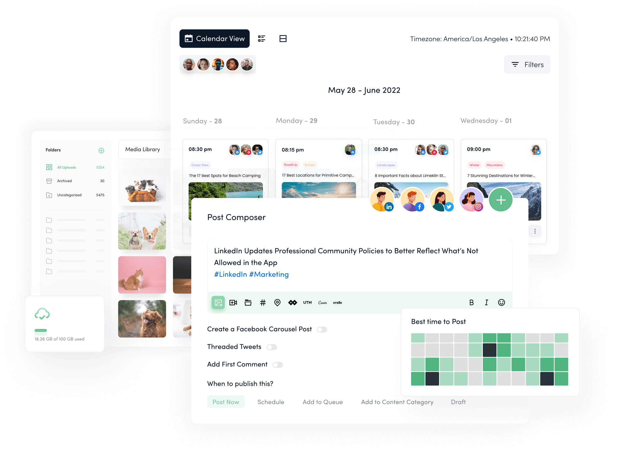 Create and publish social posts across all channels