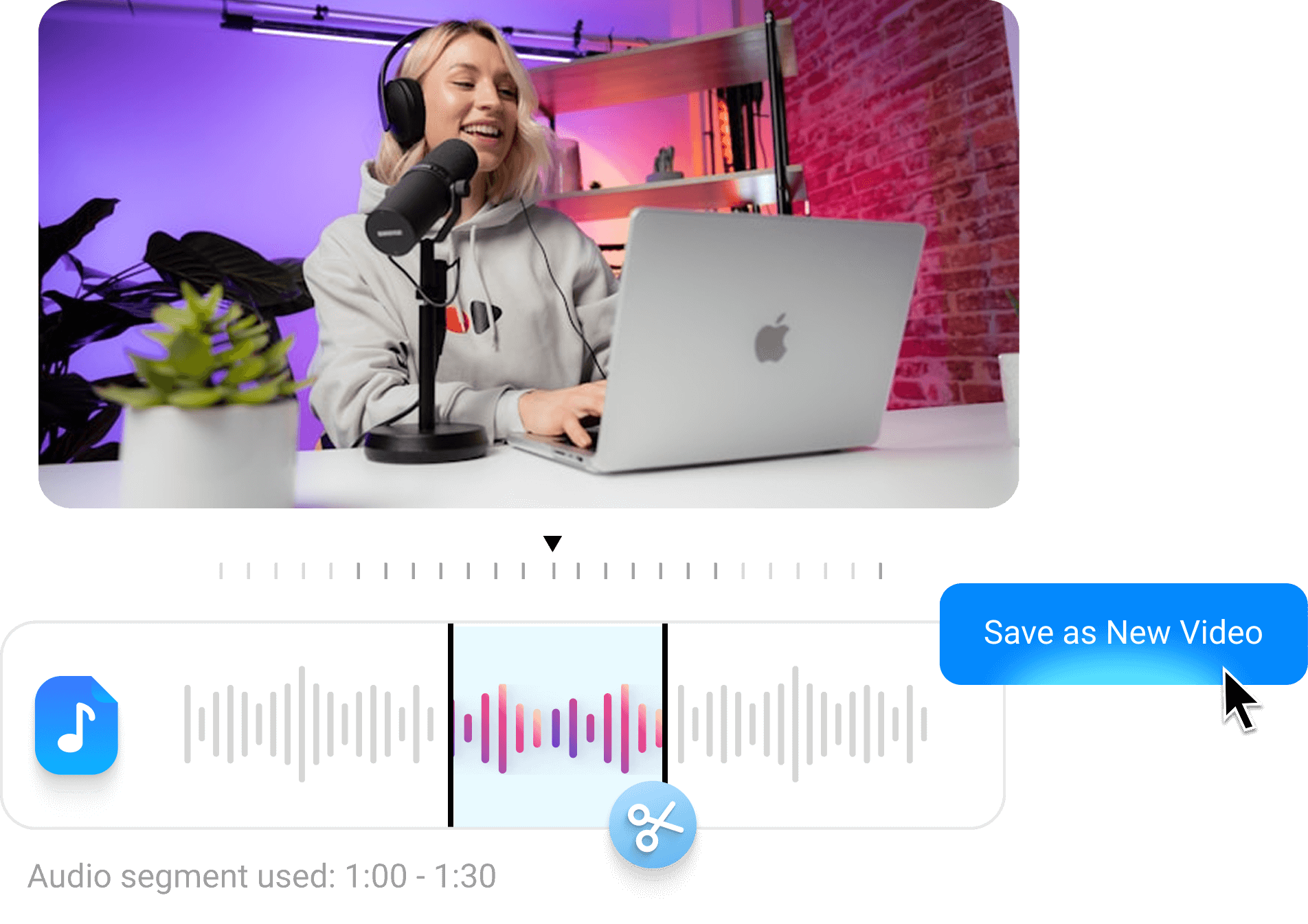 Built-in professional audio editing